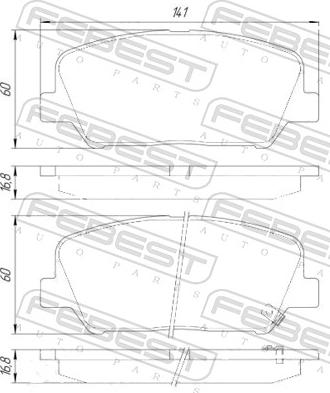 Febest 2201-CEEDF - Гальмівні колодки, дискові гальма autozip.com.ua