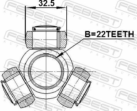 Febest 2216-CER - Муфта з шипами, приводний вал autozip.com.ua