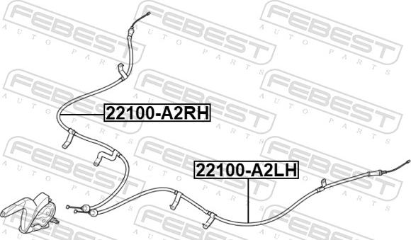 Febest 22100-A2RH - Трос, гальмівна система autozip.com.ua