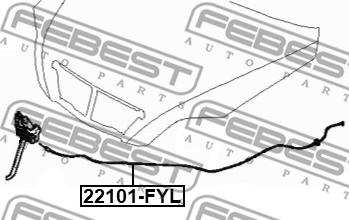 Febest 22101-FYL - Тросик замка капота autozip.com.ua