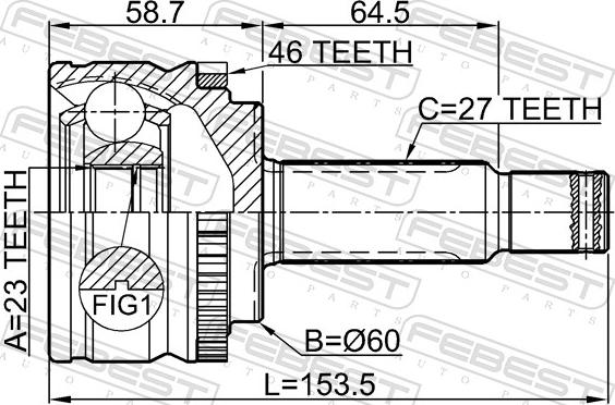 Febest 2210-CD20A46 - Шарнір, ШРУС, приводний вал autozip.com.ua