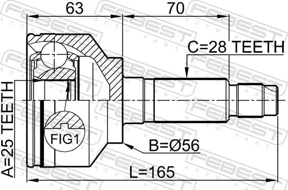 Febest 2210-SOR - Шарнір, ШРУС, приводний вал autozip.com.ua