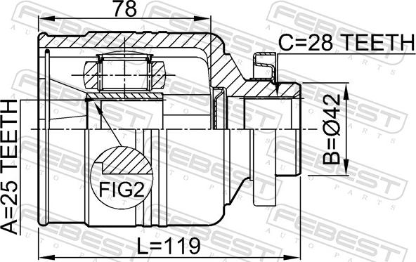 Febest 2211-SORRH - Шарнір, ШРУС, приводний вал autozip.com.ua