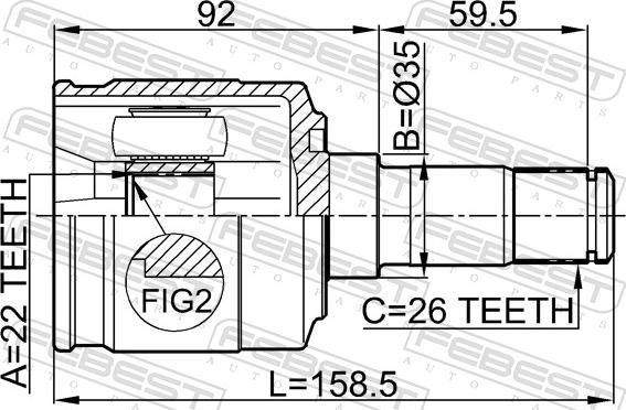 Febest 2211-SPAMTLH - Шарнір, ШРУС, приводний вал autozip.com.ua