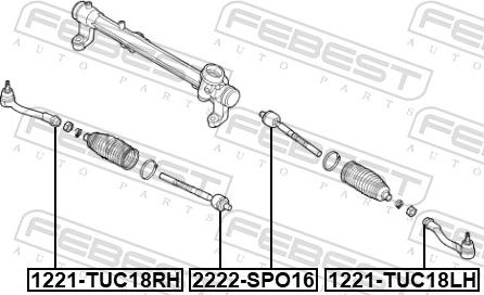 Febest 2222-SPO16 - Осьовий шарнір, рульова тяга autozip.com.ua