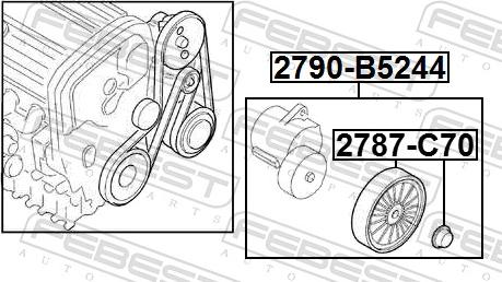 Febest 2790-B5244 - Натягувач ременя, поліклиновий ремінь autozip.com.ua