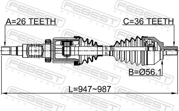 Febest 2714-S40RH - Приводний вал autozip.com.ua