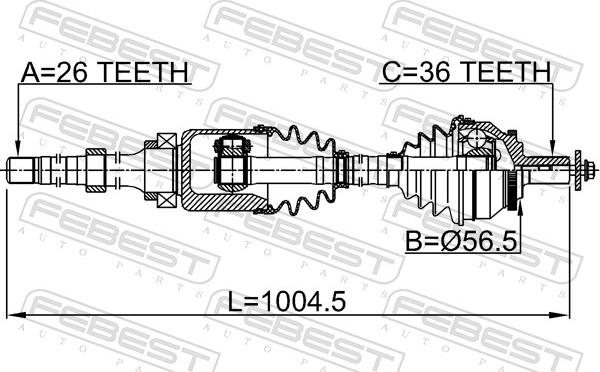 Febest 2714-SZRH - Приводний вал autozip.com.ua