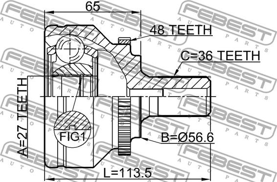 Febest 2710-V70A48 - Шарнірний комплект, ШРУС, приводний вал autozip.com.ua