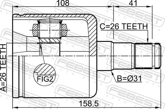 Febest 2711-S40IILH - Шарнір, ШРУС, приводний вал autozip.com.ua