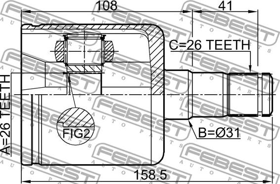 Febest 2711-S40IILH - Шарнірний комплект, ШРУС, приводний вал autozip.com.ua