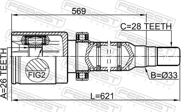 Febest 2711-S60IIRH - Шарнір, ШРУС, приводний вал autozip.com.ua