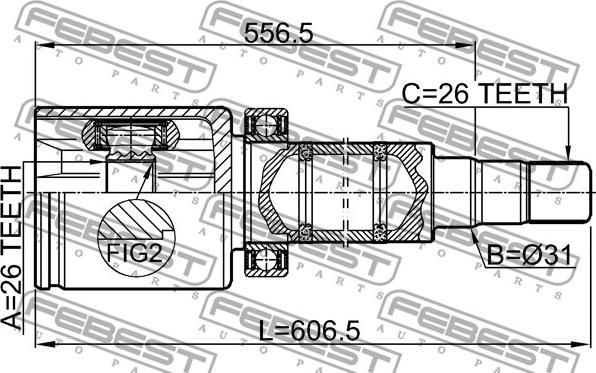 Febest 2711-V70ATTRH - Шарнірний комплект, ШРУС, приводний вал autozip.com.ua