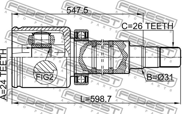 Febest 2711-V70RH - Шарнірний комплект, ШРУС, приводний вал autozip.com.ua