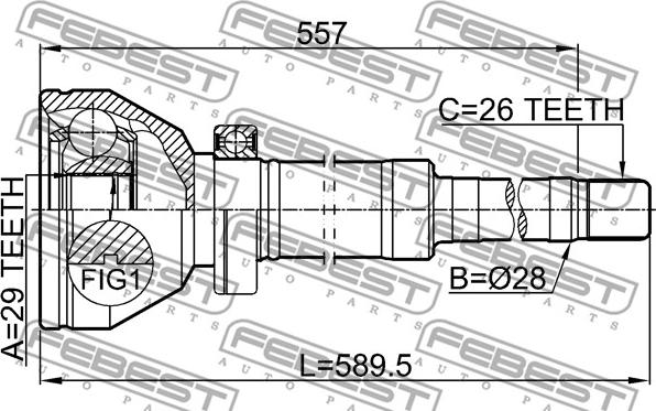 Febest 2711-XC90WDRH - Шарнірний комплект, ШРУС, приводний вал autozip.com.ua