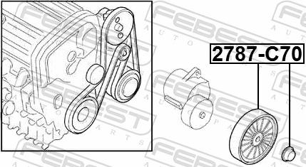 Febest 2787-C70 - Паразитний / провідний ролик, поліклиновий ремінь autozip.com.ua