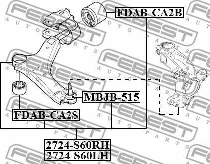 Febest 2724-S60LH - Важіль незалежної підвіски колеса autozip.com.ua