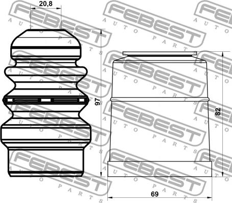 Febest ADSHB-A4IIF-KIT - Пилозахисний комплект, амортизатор autozip.com.ua