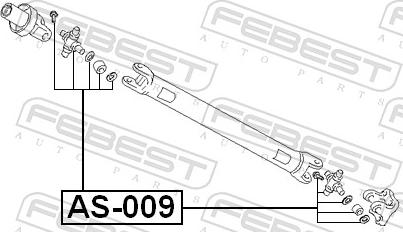Febest AS-009 - Шарнір, поздовжній вал autozip.com.ua