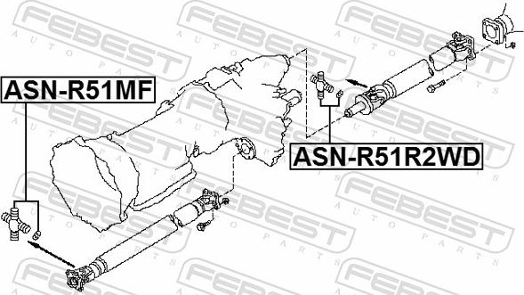 Febest ASN-R51R2WD - Шарнір, поздовжній вал autozip.com.ua