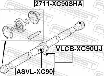 Febest ASVL-XC90 - Шарнір, поздовжній вал autozip.com.ua