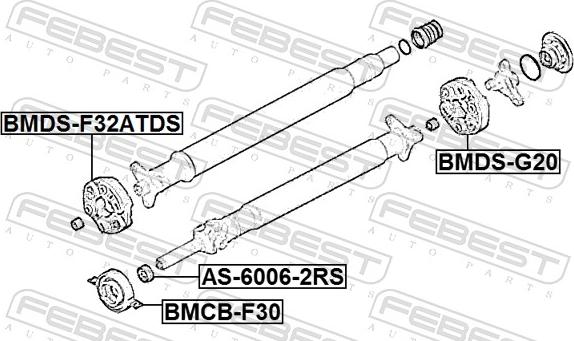 Febest BMDS-F32ATDS - Шарнір, поздовжній вал autozip.com.ua