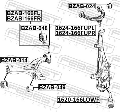 Febest BZAB-049 - Сайлентблок, важіль підвіски колеса autozip.com.ua