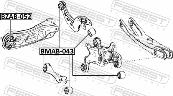 Febest BZAB-052 - Сайлентблок, важіль підвіски колеса autozip.com.ua