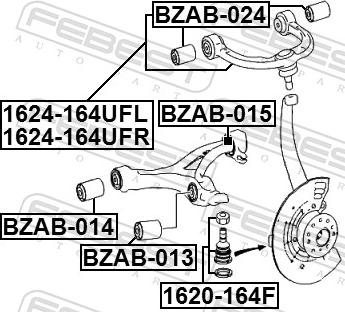 Febest BZAB-015 - Сайлентблок, важіль підвіски колеса autozip.com.ua