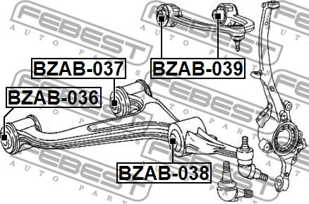 Febest BZAB-036 - Сайлентблок, важеля підвіски колеса autozip.com.ua
