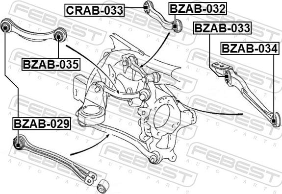 Febest BZAB-032 - Сайлентблок, важіль підвіски колеса autozip.com.ua