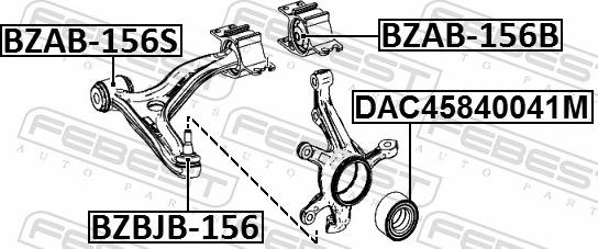 Febest BZAB-156S - Сайлентблок, важіль підвіски колеса autozip.com.ua