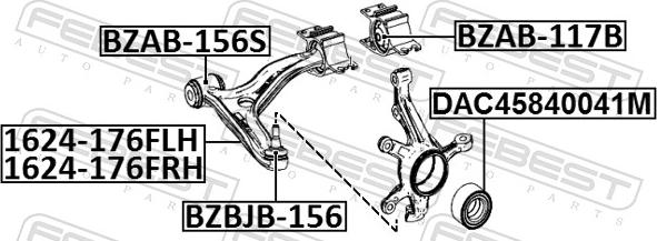 Febest BZBJB-156 - Ремонтний комплект, що несуть / напрямні шарніри autozip.com.ua