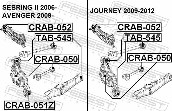 Febest CRAB-050 - Сайлентблок, важіль підвіски колеса autozip.com.ua