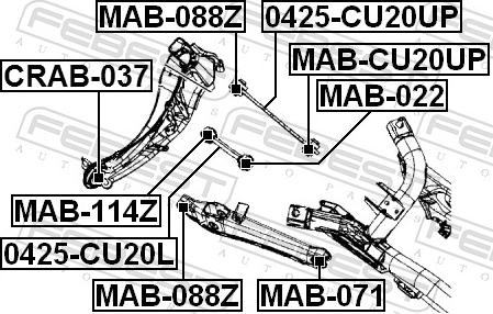 Febest CRAB-037 - Сайлентблок, важіль підвіски колеса autozip.com.ua
