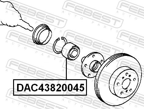 Febest DAC43820045 - Підшипник ступиці колеса autozip.com.ua