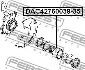 Febest DAC42760038-35 - Підшипник ступиці колеса autozip.com.ua