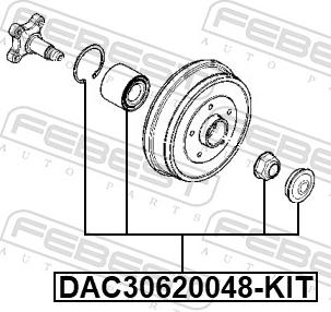 Febest DAC30620048-KIT - Комплект підшипника маточини колеса autozip.com.ua