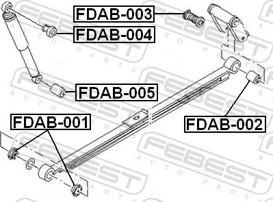 Febest FDAB-002 - Втулка, листова ресора autozip.com.ua