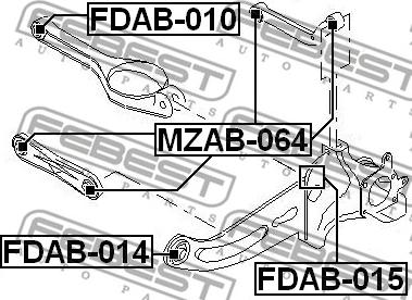 Febest FDAB-015 - Сайлентблок, важеля підвіски колеса autozip.com.ua