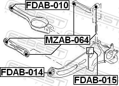 Febest FDAB-010 - Сайлентблок, важіль підвіски колеса autozip.com.ua