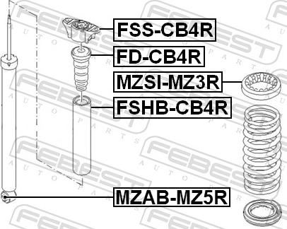 Febest FSS-CB4R - Опора стійки амортизатора, подушка autozip.com.ua