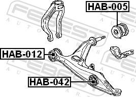 Febest HAB-042 - Сайлентблок, важіль підвіски колеса autozip.com.ua