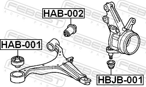 Febest HAB-001 - Сайлентблок, важіль підвіски колеса autozip.com.ua