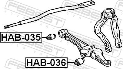 Febest HAB-035 - Сайлентблок, важіль підвіски колеса autozip.com.ua