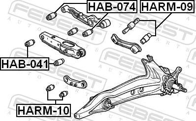Febest HAB-074 - Сайлентблок, важіль підвіски колеса autozip.com.ua