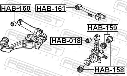 Febest HAB-160 - Сайлентблок, важіль підвіски колеса autozip.com.ua