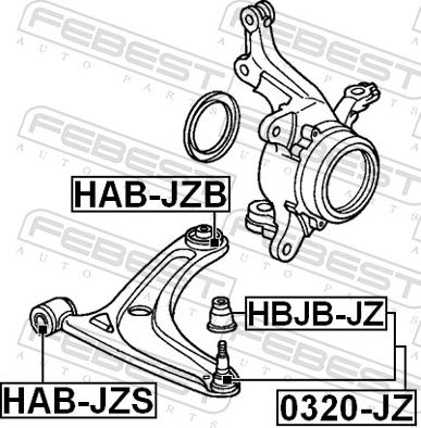 Febest HAB-JZB - Сайлентблок, важіль підвіски колеса autozip.com.ua