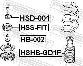 Febest HB-002 - Підшипник кочення, опора стійки амортизатора autozip.com.ua