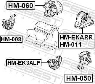 Febest HM-008 - Подушка, підвіска двигуна autozip.com.ua